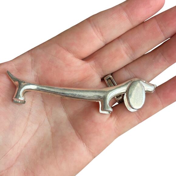 Vintage Dachshund Knife Rests in Patinated Silver Metal 1970s Set of 10 - Picture 6 of 7